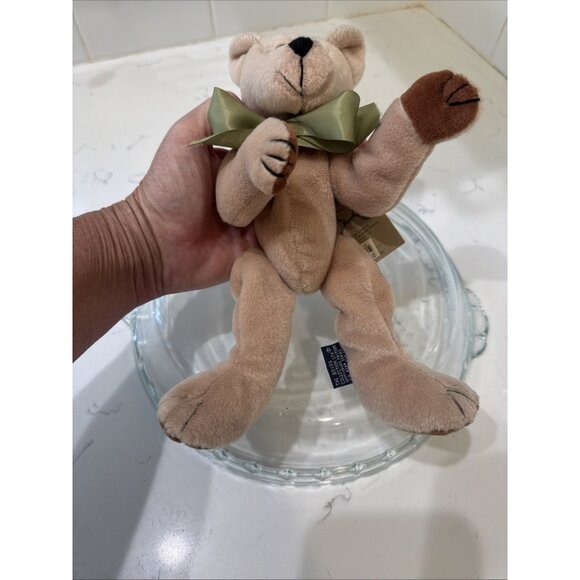 VTG Boyds Bears-J.B Bean 10” Bear Plush Beanie W/Green Bow 5-Way Jointed - Picture 8 of 12